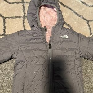 North face gray and light pink reversible jacket